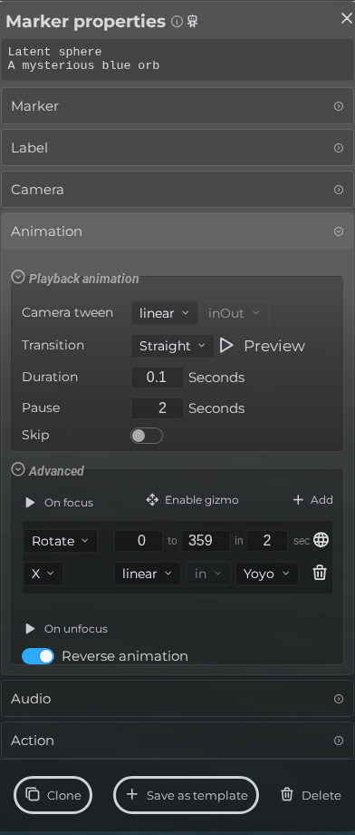 Marker Properties – Animation