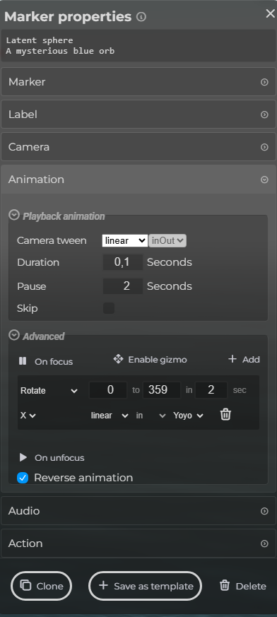 Marker Properties – Animation