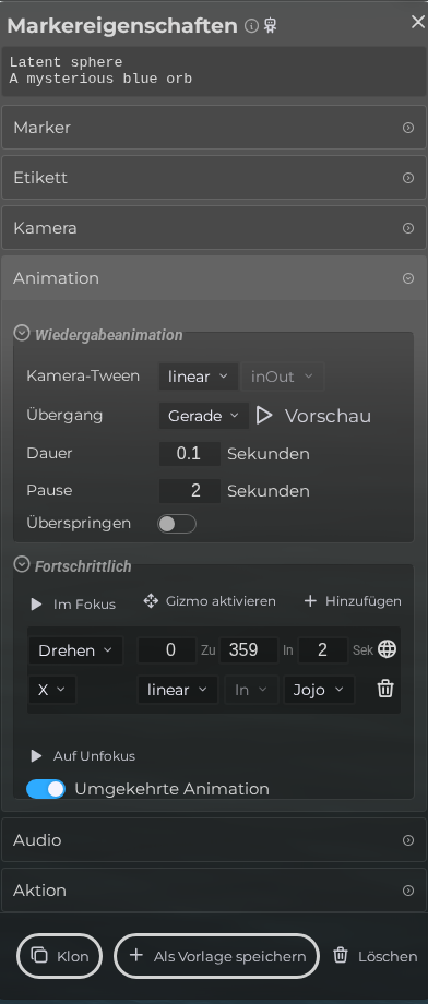 Markereigenschaften - Animation