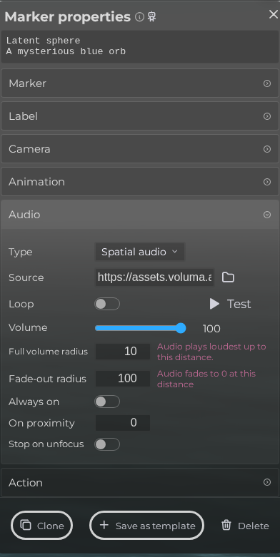 Marker Properties – Audio