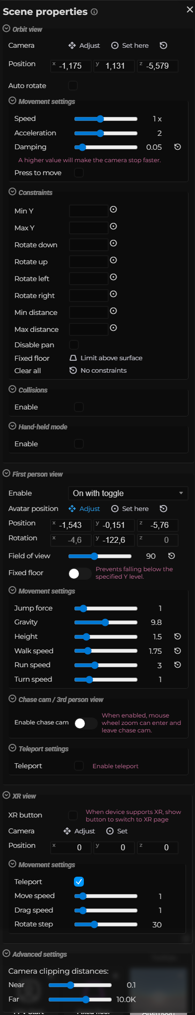 Scene Properties – Camera (LCC)