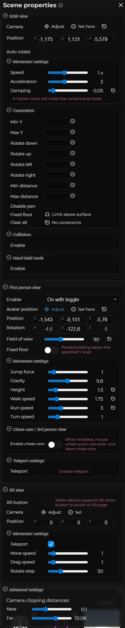 Scene Properties – Camera (LCC)