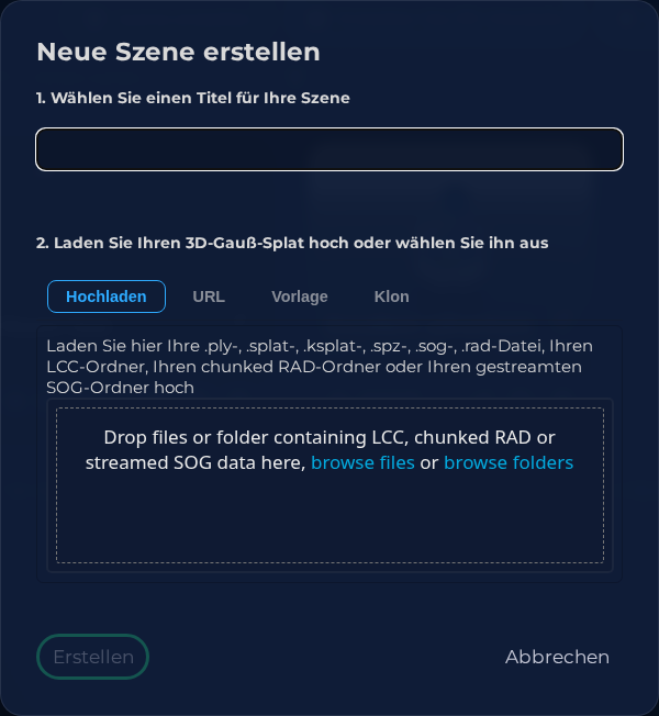 Dialog „Szene erstellen“