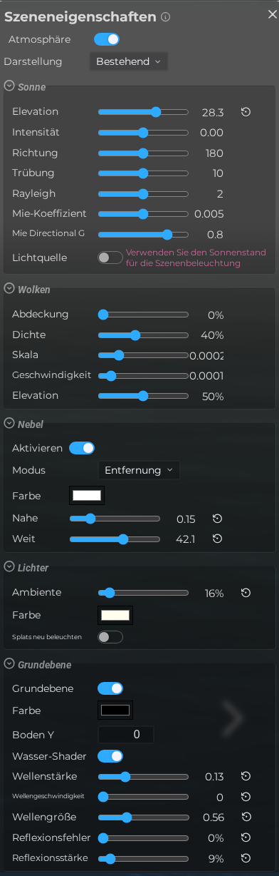 Szeneneigenschaften - Umgebung