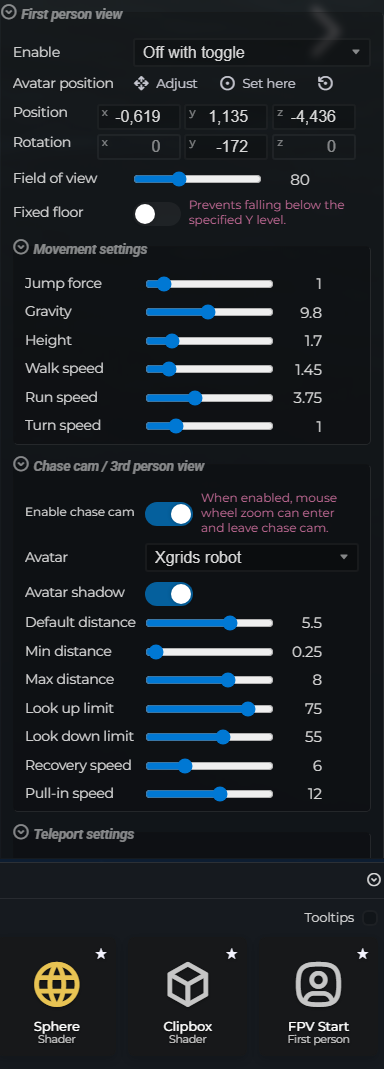 Scene Properties – Camera – First Person