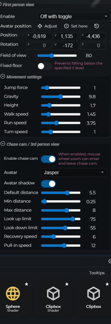 Scene Properties – Camera – First Person
