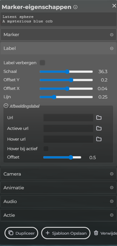 Marker-eigenschappen – label