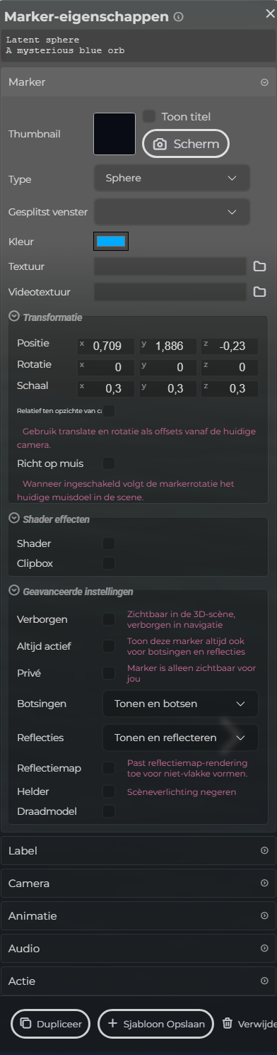 Marker-eigenschappen – marker