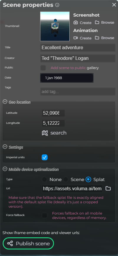 Scene Properties – Meta