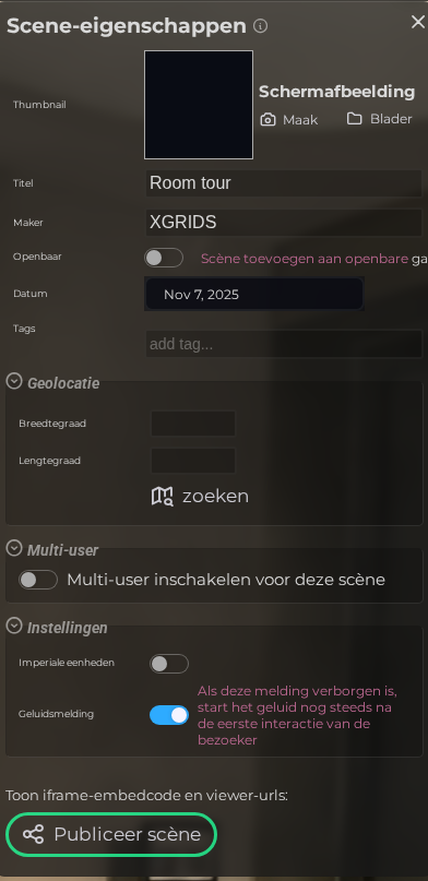 Scène-eigenschappen – Meta (LCC)
