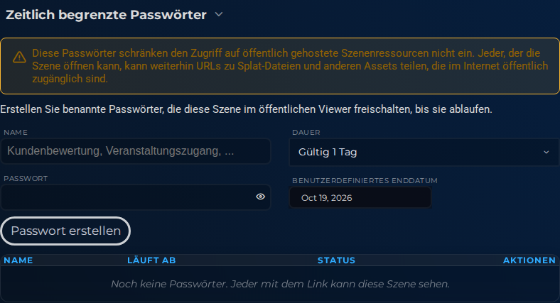 Zeitlich begrenzte Passwörter