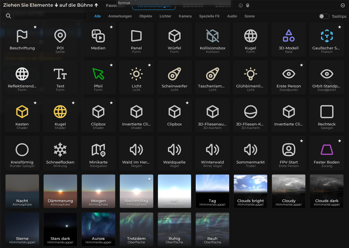 Asset-Browser - Vorlagen