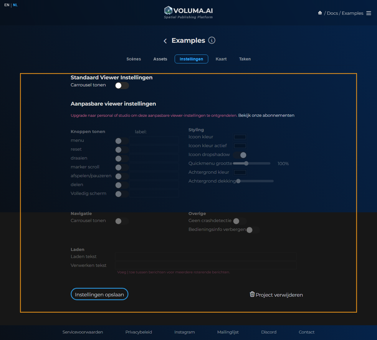 Project Management - Settings