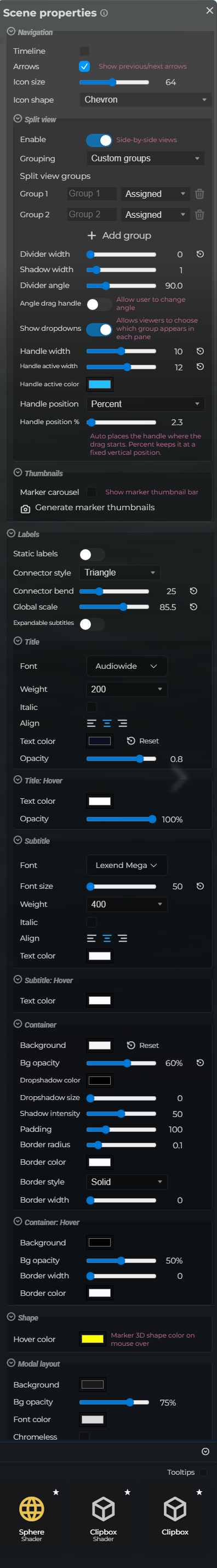 Scene Properties – Styling