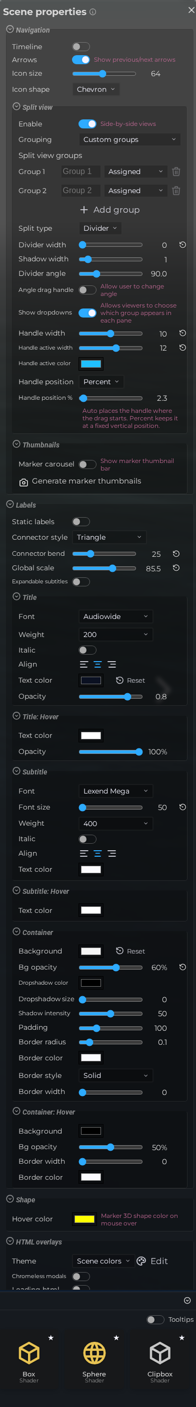Scene Properties – Styling