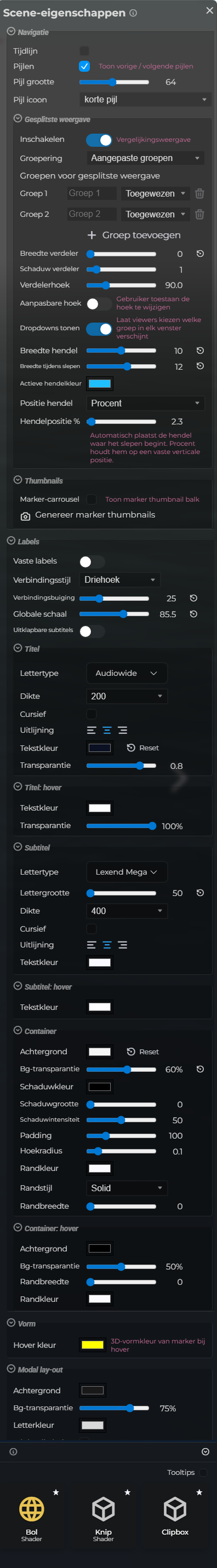 Scène-eigenschappen – Stijl