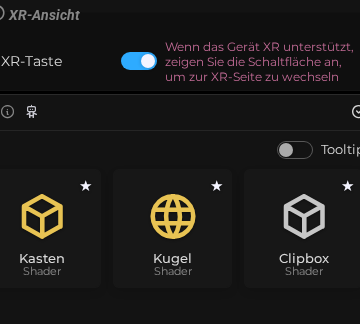 Szeneneigenschaften - XR