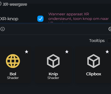 Scène-eigenschappen – Camera – XR